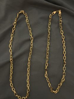 24k Gold 2 In A Set 21”& 22” Link Necklace