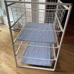 4 Drawer Metal Organizer White Utility Storage 