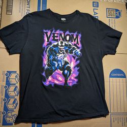 Men’s Black Short Sleeve Marvel Venom Purple Graphic T-Shirt Size 2XL