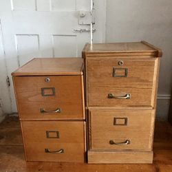 Wooden Two-Drawer File Cabinets