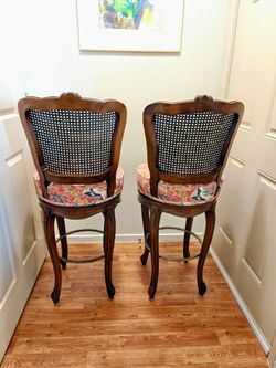 Cane Back Bar Stools – Set of 2