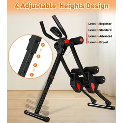Fitness Ab Machine, 4 Adjustable Resistance Levels Ab Workout Equipment for Home Gym, Height Adjustable Ab Trainer, Foldable Fitness Equipment.440lbs 
