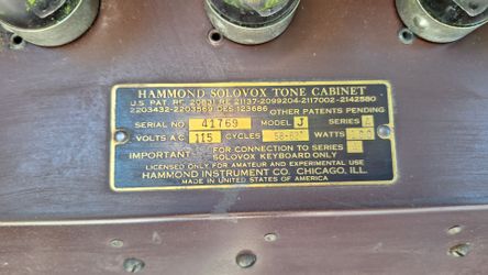 VINTAGE HAMMOND SOLOVOX TONE CABINET MODEL J TUBE AMP