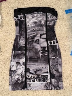 Strapless Mini Dress with Graphic Print