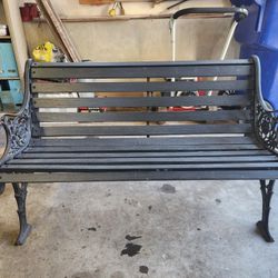 Cast/wrought iron sides, hardwood back and seat