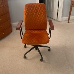 Velvet Burnt Orange Office Chair Excellent Condition 