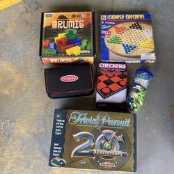 5 Board Games  Checkers  Rumis  Scrabble  Trivia pursuit 