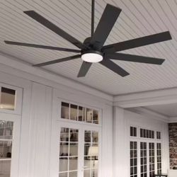 Brand New Windsail 60 in. ENERGY STAR Matte Black Indoor/Covered Outdoor Ceiling Fan with Light Kit and Handheld Remote
