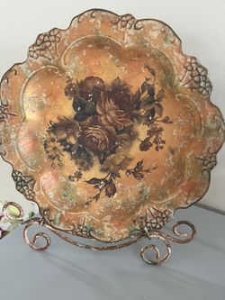 Beautiful Vintage Metal Decorative Plate