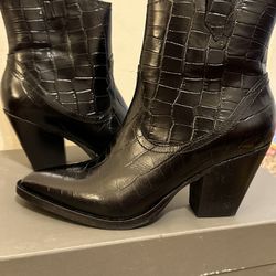 All Saints Leather Croc Booties 