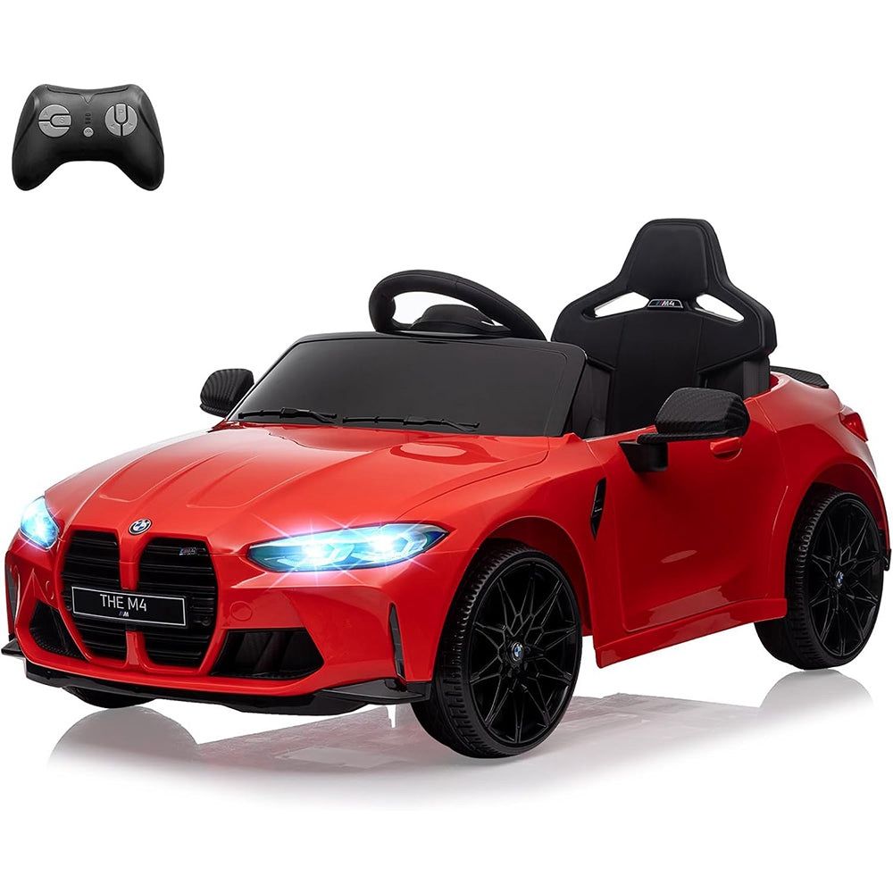 12V Electric Ride On Car for 37-83 Months, w/RC,Licensed by BMW M4,Power Wheels for Boys Girls, with Suspension System,3 Speeds, Bluetooth, MP3, Doubl