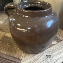 Vintage Brown Stoneware Jug With Handle