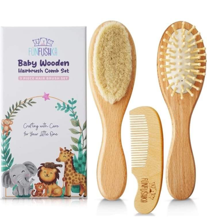 Baby Wooden Hair Brush Comb Set