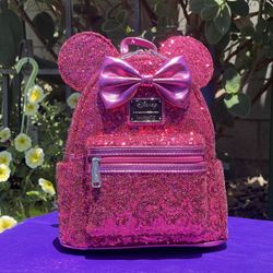 Disney Minnie Mouse Magenta Pink Sequins Loungefly 