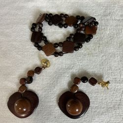 Exotic Wood Bracelet And Ear Rings