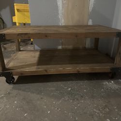 Wooden Rolling Coffee Table