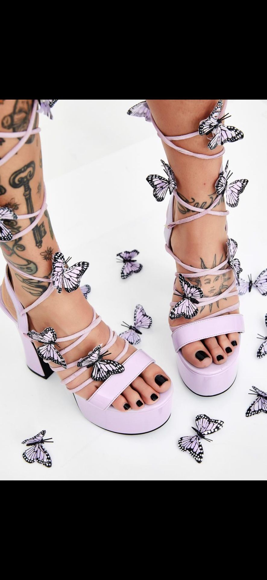 Sugar Thrillz Purple Butterfly Heels