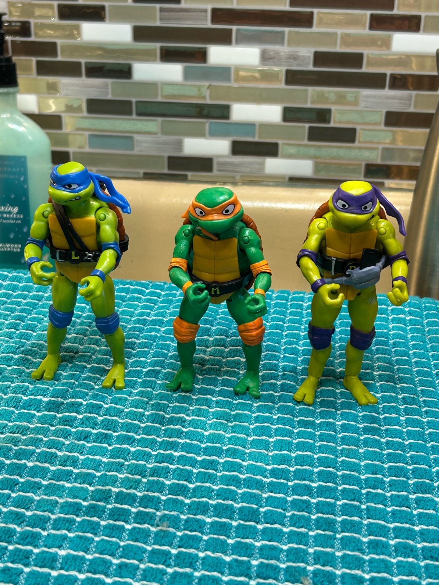 TMNT Mutant Mayhem action figures: Leonardo, Michelangelo, & Donatello 4.6”