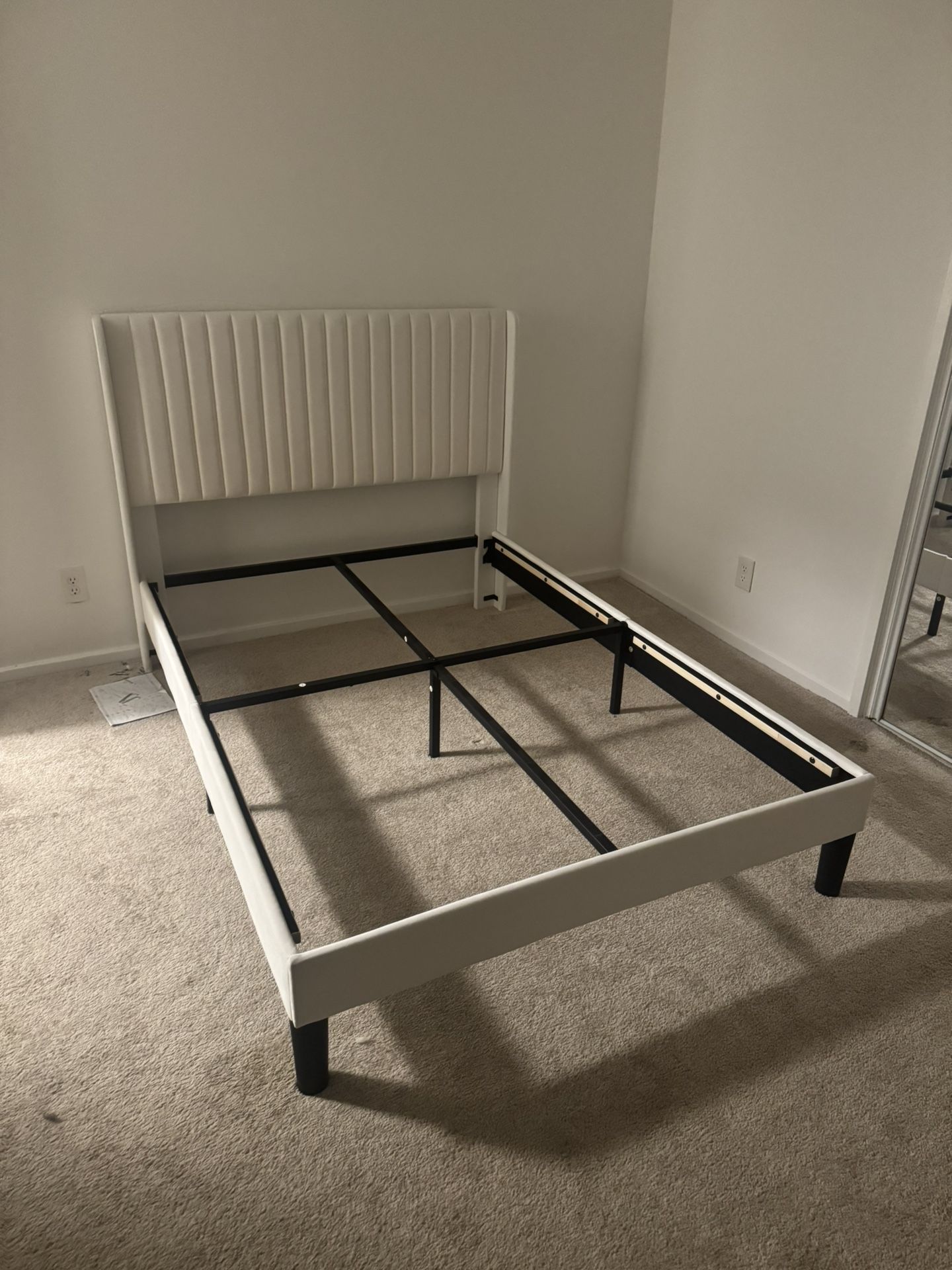 White Velvet Bed Frame & Mattress