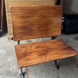 Antique Wood School Desk