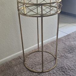 Round Gold Colored Mirrored Boho Side Table