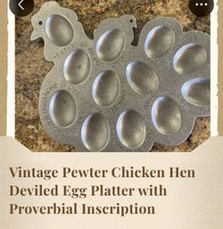 Vintage pewter deviled egg platter