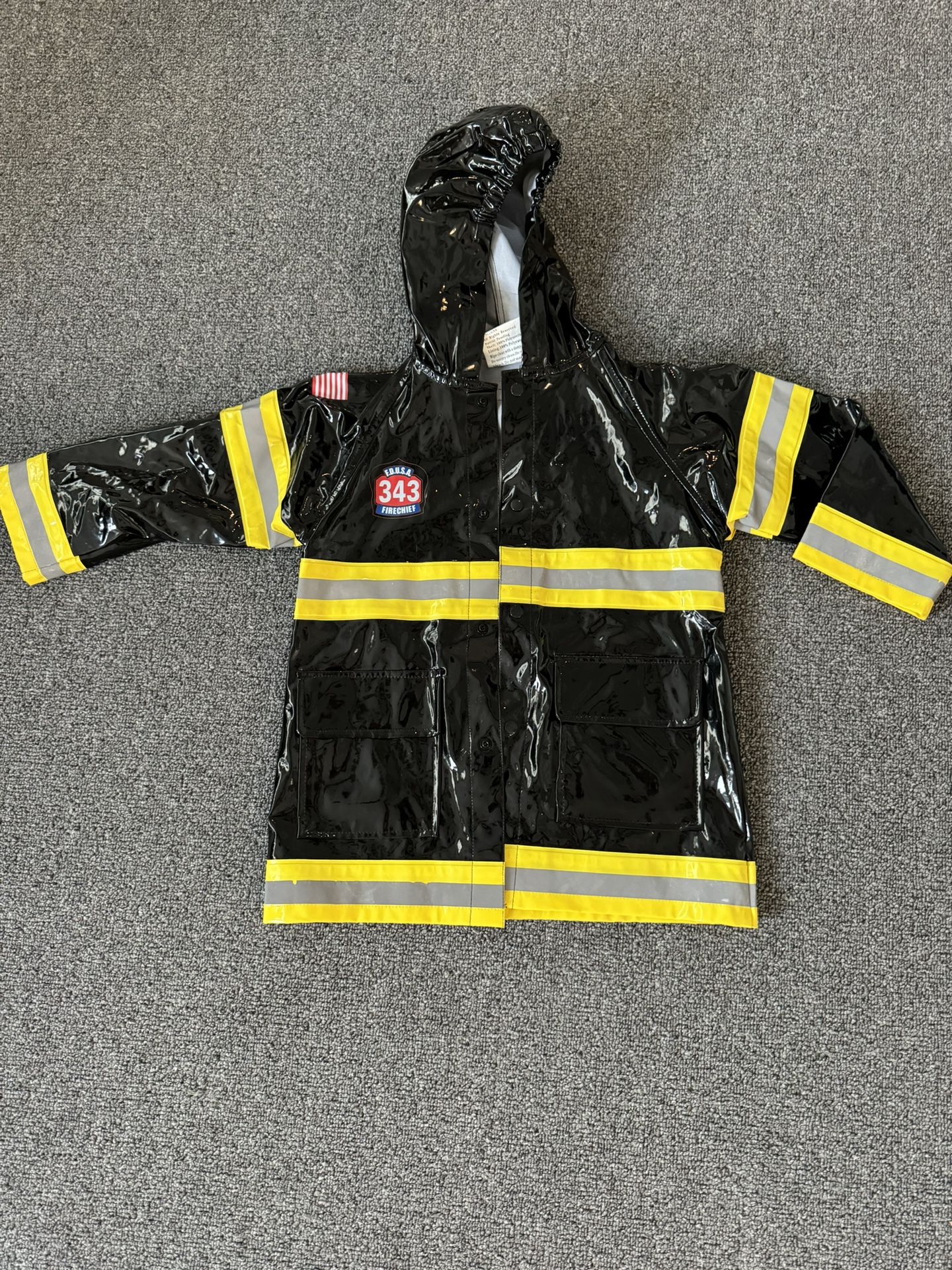 KIDS F.D.U.S.A. FIRECHIEF RAINCOAT - BLACK 4T