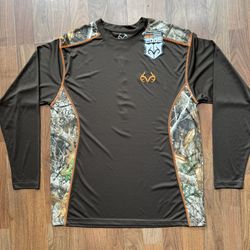 Realtree Edge Buckhorn River Brown Camo Performance Shirt Mens LRG Long Sleeve
