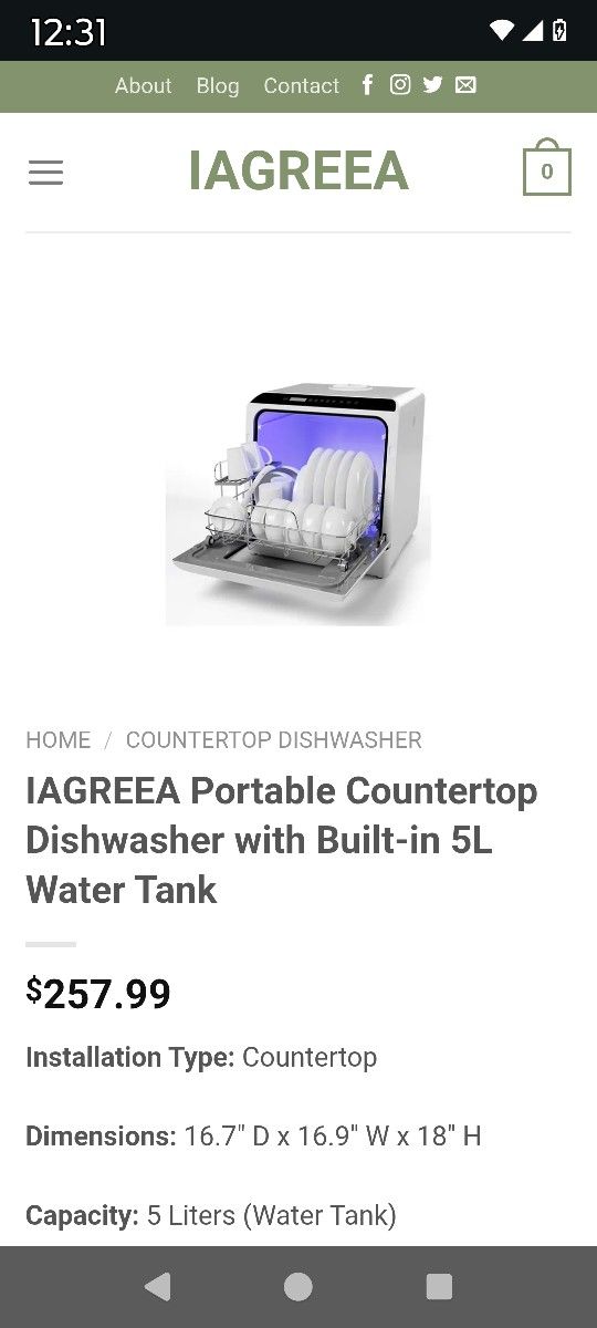 IAGREEA Countertop Dishwasher