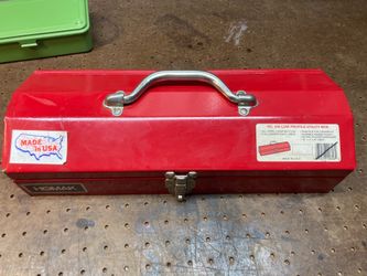 Red metal tool box