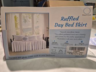 Collington Twin Day Bed Skirt White Microfiber Solid Ruffled 14 in Drop NEW