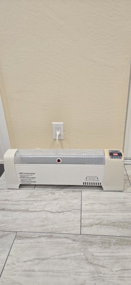 Optimus 30" Baseboard Convection Heater With Thermostat, 9" x 30"