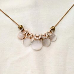 Vintage Necklace Cymophane/Cat's Eye Gemstone Jewelry for Wedding, Bridal, Valentine's day
, Only 10% of my original purchase price