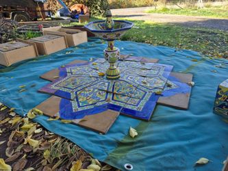 Talavera Ceramic Fountain with Mosaic Tile Base