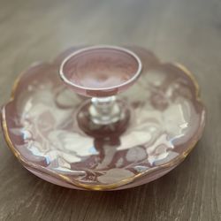 Vintage Pink Art Glass Platter