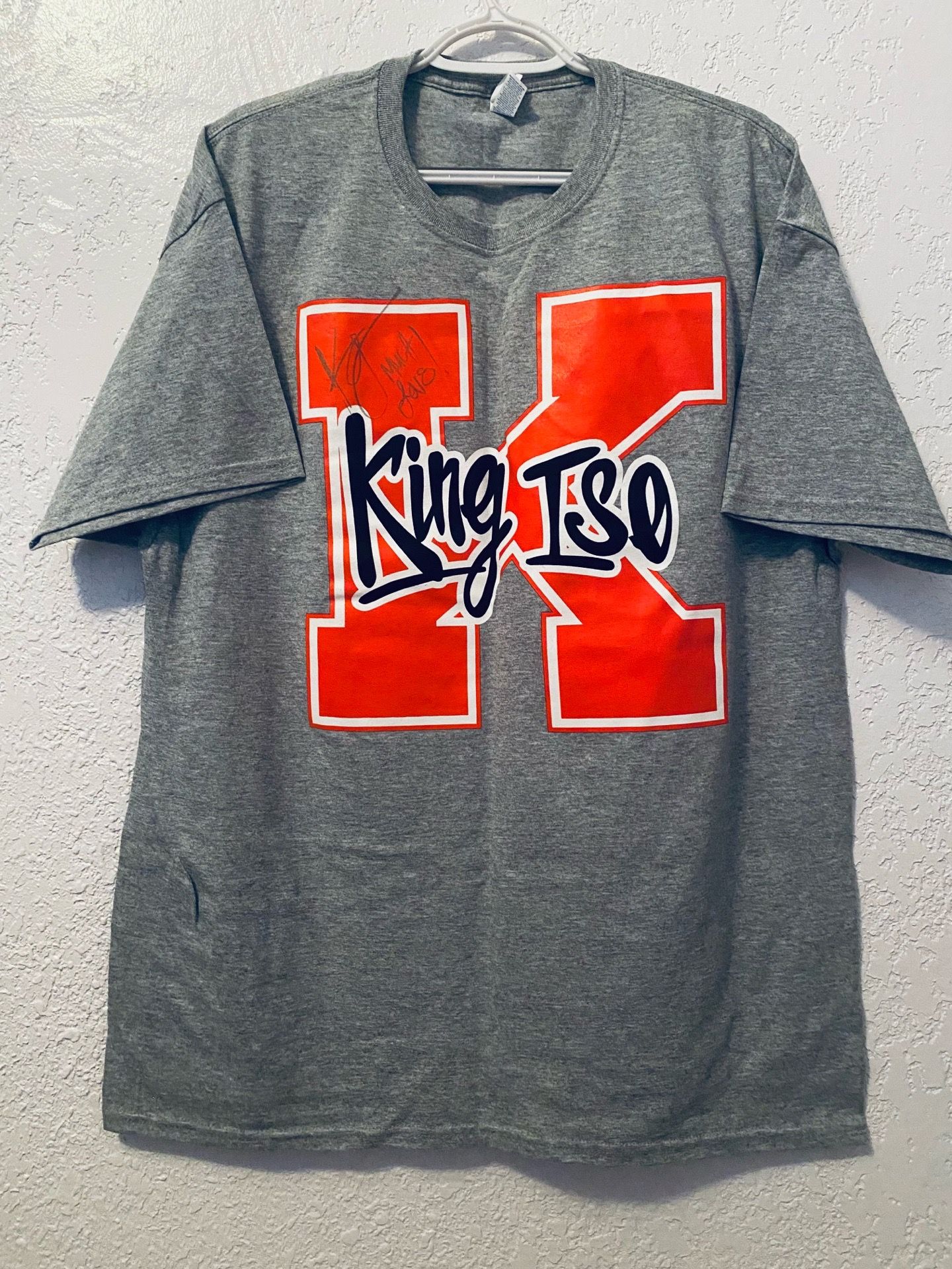 JERZEES King Iso Autographed Graphic Print Gray XL Men's T-Shirt