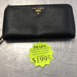 (Entrupy #KBJH6BT) 96091 Prada SAFFIANO  Large Black Prada Saffiano Leather Wallet 536807