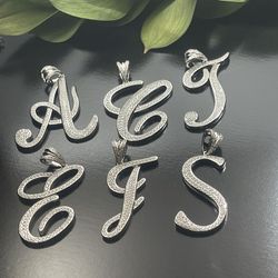 Solid 925 Silver Letter Pendants 