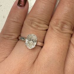 1.88 Carat Oval Lab Grown Diamond  in 14k White Gold Solitaire Ring