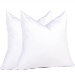 puredown® 18 x 18 Decorative Feather Down Throw Pillow Inserts (Set of 2, White) for Sofa, Couch, Bed, Machine Washable