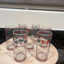 Set of 6 Vintage Nadir Brazil Christmas Drinking Glasses 