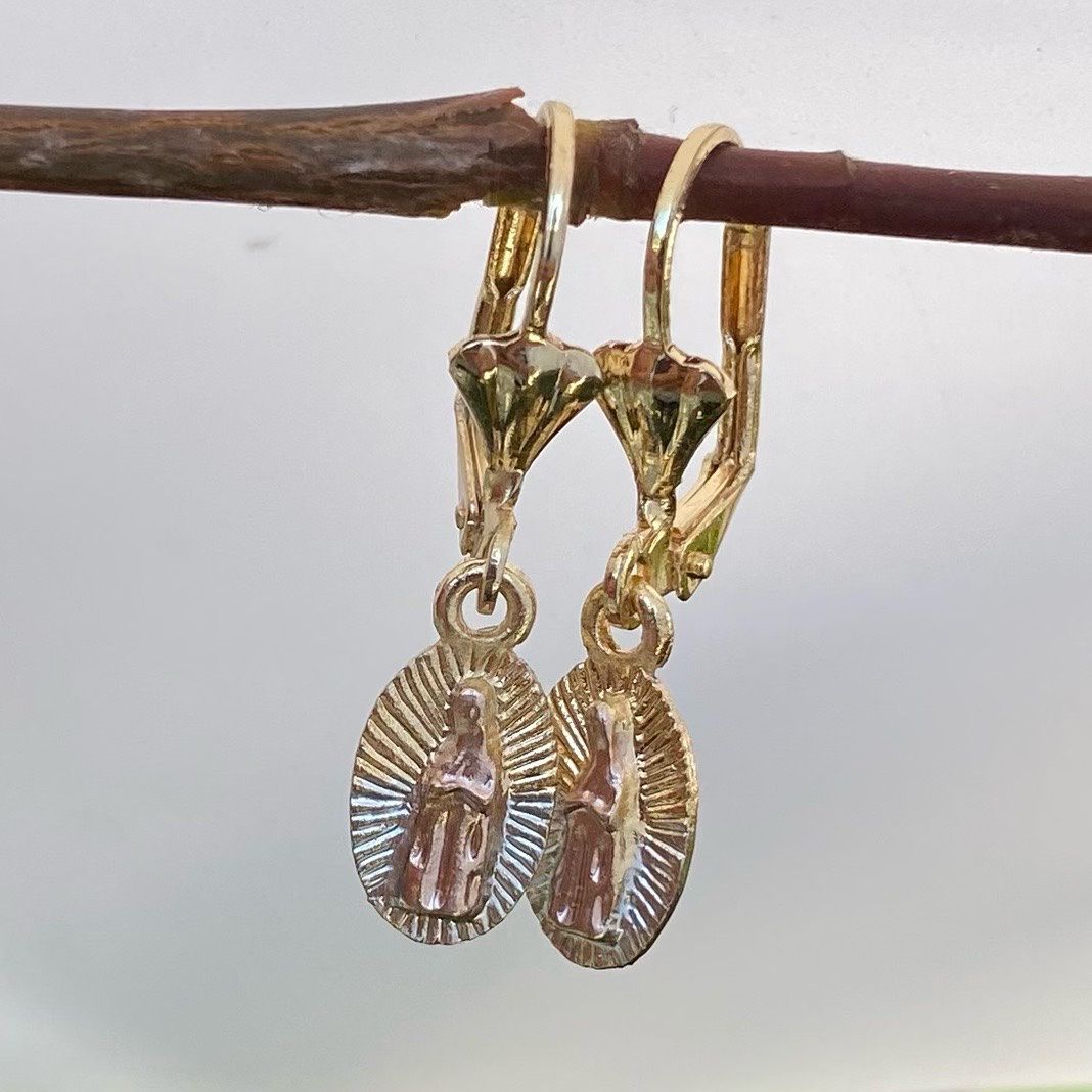 Dainty Virgin of Guadalupe Earrings Gold Plated Oro laminado Aretes Virgen  for Sale in Culver City, CA - OfferUp