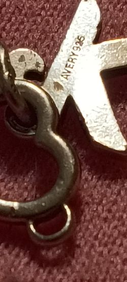 Retired James Avery letter K  with double looped. Heart link