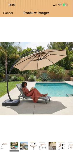 Brand New! 11ft Offset Cantilever Patio Umbrella with Base Included, Large Round Aluminum Outdoor Umbrella, 360° Rotation & Infinite Tilt, Heavy Duty