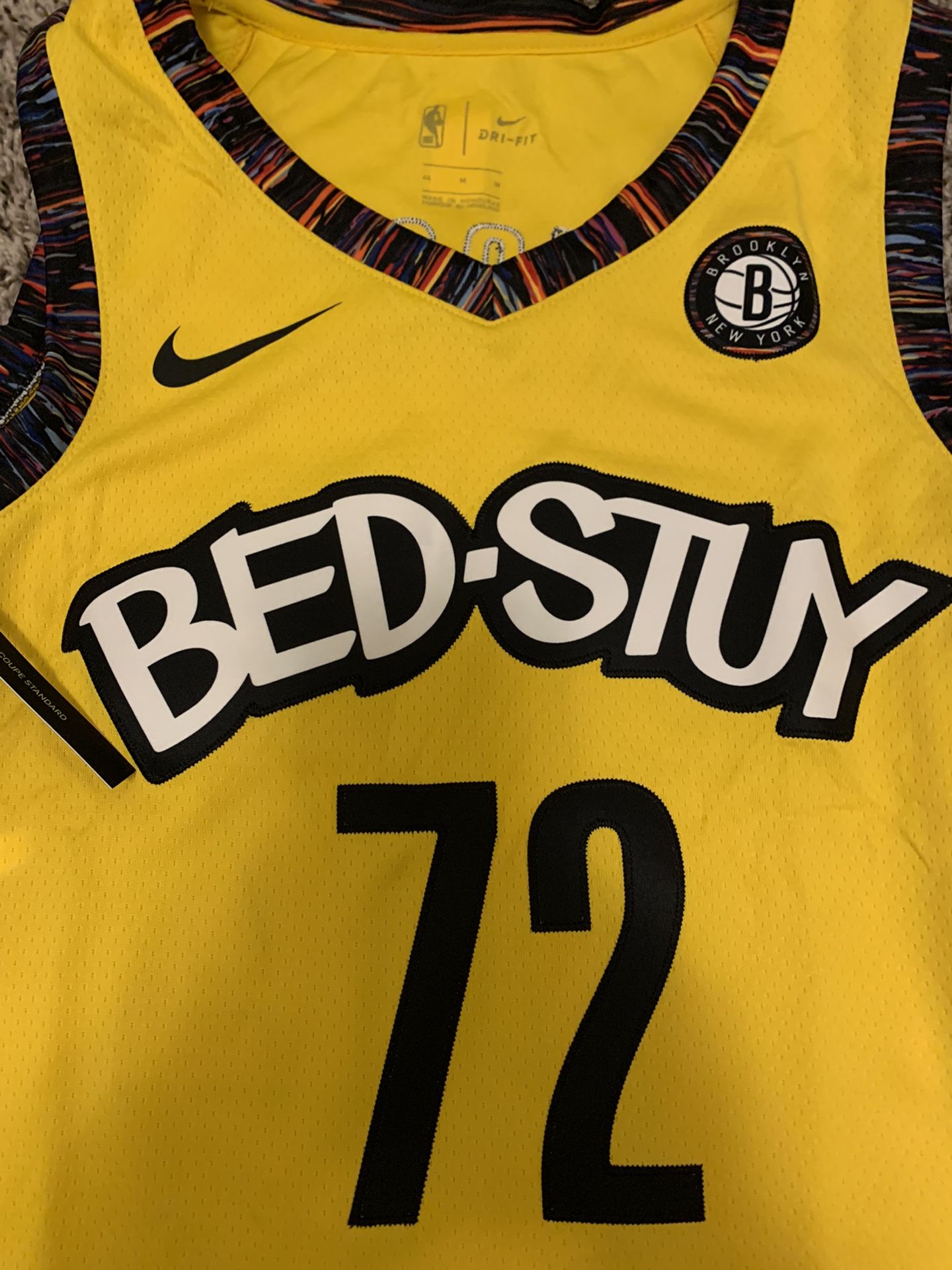 XL+52+Nike+Brooklyn+Nets+Biggie+Jersey+Amarillo+CU0193-728+Sewn+Rare+yellow  for sale online