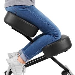 Ergonomic Kneeling Chair, Adjustable Stool for Home and Office - Improve Your Posture with an Angled Seat - Thick Comfortable Moulded Foam Cushions - 
