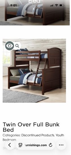 Twin Over Full Bunk Bed Dark Brown Wood