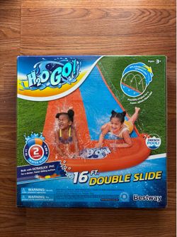 H2O go slip and slide double slide with splash boost sprinklers