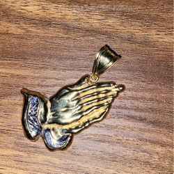 10 K Gold Prayer Hands Pendant 
