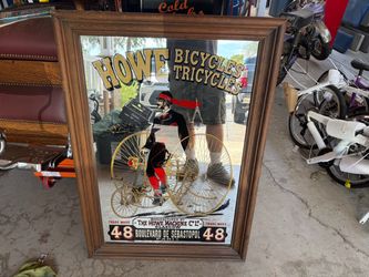 Old Howe bicycle/tricycle mirror with old frame really cool piece